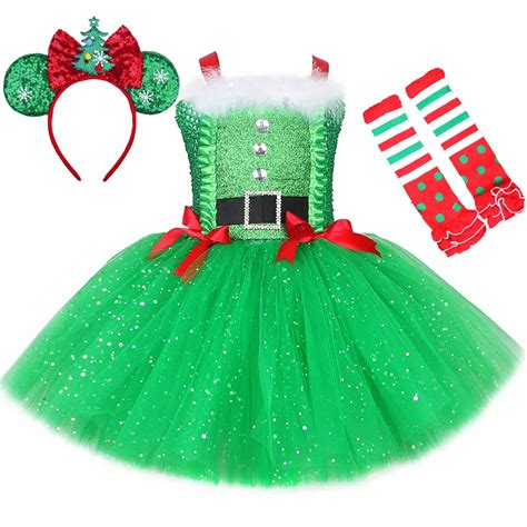 Sparkly-Girls-Christmas-Tutu-Dress-Toddler-Baby-Xmas-Pixie-Outfit