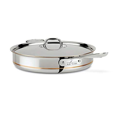 All Clad Copper Core 5 Ply Stainless Steel Sauté Pan With Steel Lid 6 Quart Induction Oven