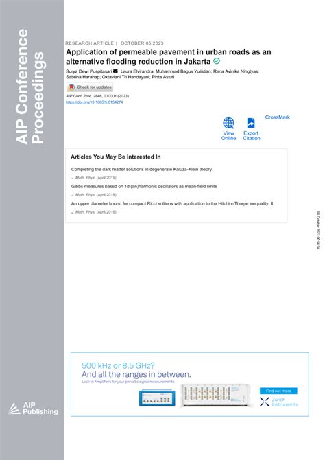 Pdf Application Of Permeable Pavement In Urban Roads As An