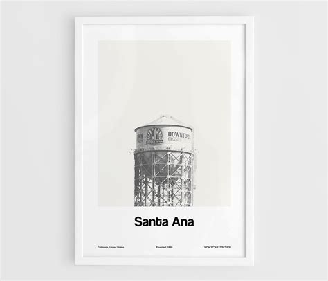 Santa Ana California Poster, Santa Ana Downtown Orange County Water