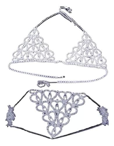Conjunto De Bikini De Cadena De Cuerpo De Cristal Traje De C Meses