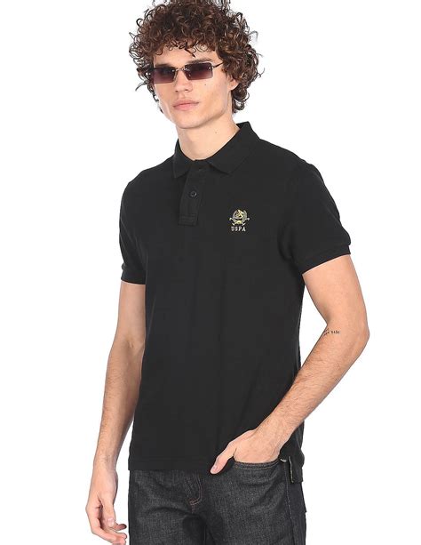 Buy U.S. Polo Assn. Men Black Solid Polo Shirt - NNNOW.com