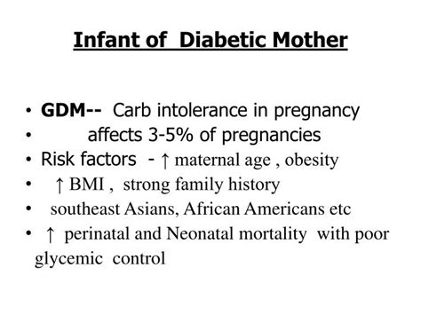 PPT - Infant of Diabetic Mother PowerPoint Presentation - ID:3317336