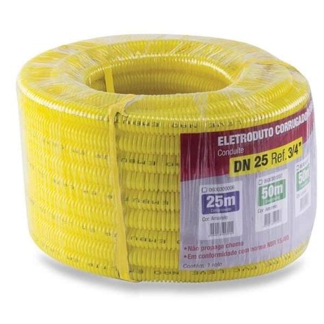 Eletroduto Corrugado Flex Vel Dn Metros Amarelo Force Line