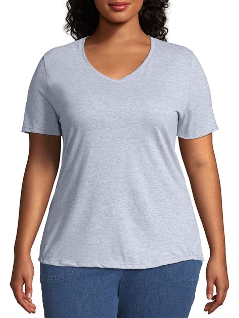 Jms By Hanes Womens Plus Size Short Sleeve V Neck Tee 100 Cotton