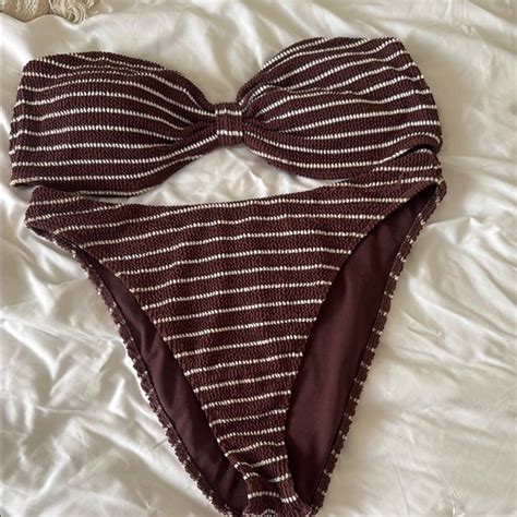 Abercrombie Fitch Swim Striped Brown And White Bikini Set Poshmark