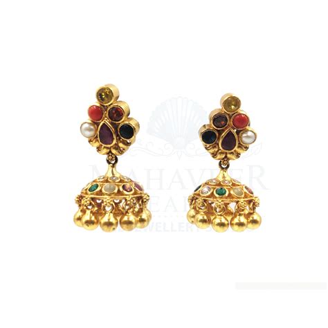 Navrathan Jhumka Mahaveer Pearls The Jewellery Studio