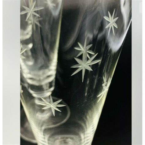 6 Vintage Atomic Starburst Etched Champagne Wine Beer Glass Etsy