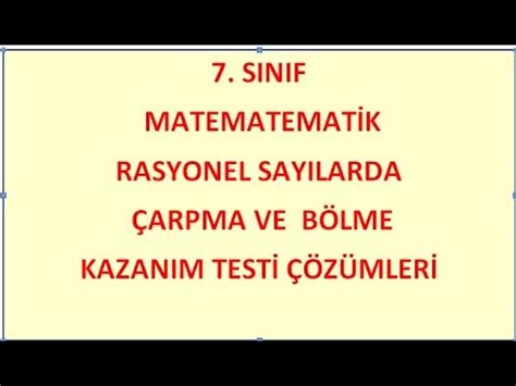 Sinif Matemat K Rasyonel Sayilarda Arpma Ve B Lme Kazanim Testi