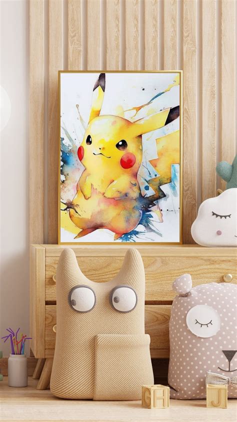 Watercolor Pokemon Wall Art Pikachu Charmander Squirtle Prints And