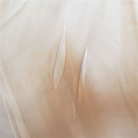 Vintage Nude Nightgown Knee Length Lace Trim Sheer Ov Gem