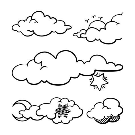 Doodle Set Of Clouds Vector Illustration Vector Art At Vecteezy