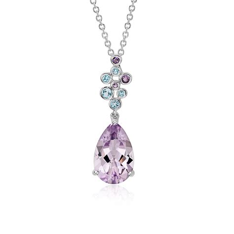 Amethyst And Blue Topaz Pendant In 14k White Gold 14x9mm Blue Nile