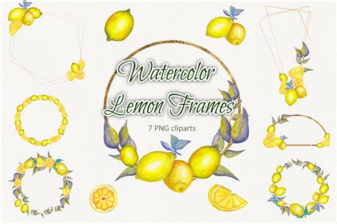 Watercolor Lemon Frames Graphic By Anna Zlato Creative Fabrica