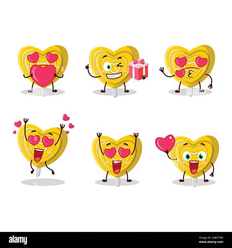 Yellow Love Candy Cartoon Character With Love Cute Emoticon Vector