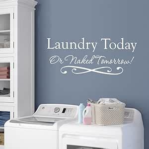 Amazon Laundry Room Wall Decal Laundry Today Or Naked Tomorrow Wall Decor Decal Sticker