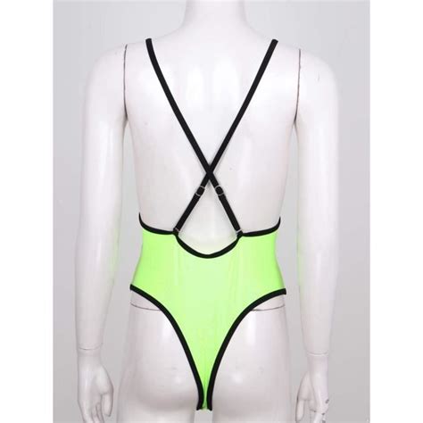 DPois Bikini String Femme Maillot de Bain Femme 1 Pièce Brillant Sexy Tankini Piscine Monokini