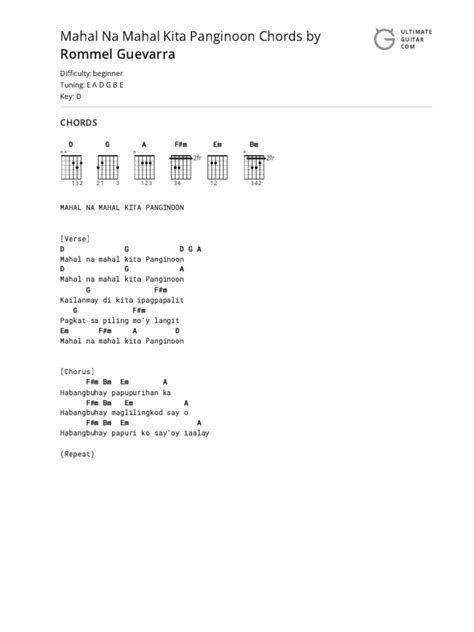 Mahal Na Mahal Kita Panginoon Chords By Rommel Guevarratabs At Ultimate