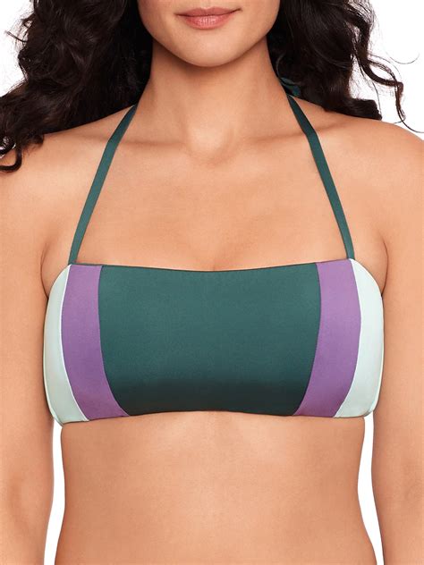 Time And Tru Women S Vertical Colorblock Swimsuit Bikini Top Walmart