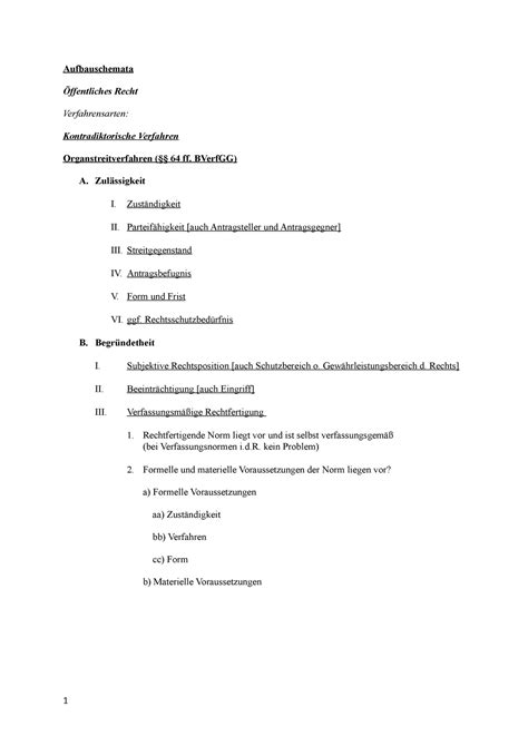 Staatsrecht I Schemata Aufbauschemata Ffentliches Recht