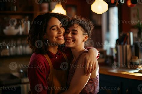 Ai Generated Lgbt Lesbian Couple Love Moments Happiness Lgbt Relationship Concept Stock