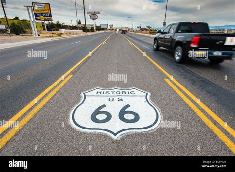 Historical U.S. Route 66 horizontal road sign, Kingman, Arizona, USA ...