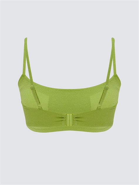 YEŞİL Kadın Dikişli Pedli Düz Bikini Üst S3AE26Z8 TKT LCW