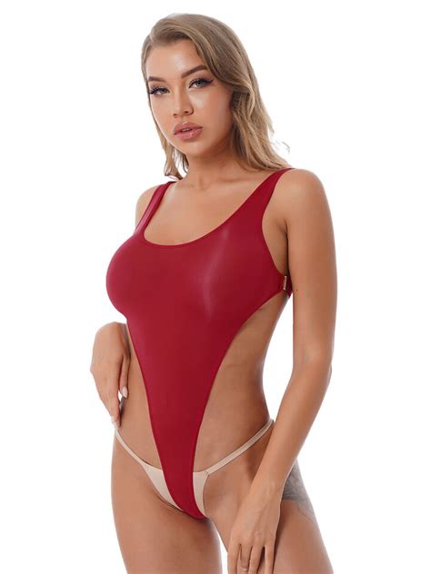 Women S High Cut Thong Bodysuit One Piece Leotard Bikini Swimsuit Lingerie EBay