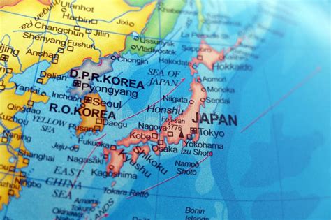 World Map of Japan South Korea and North Korea Border Stock Image ...