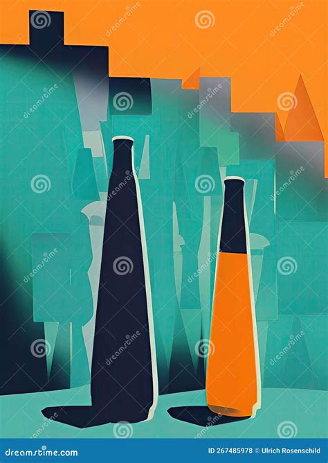2 Abstract Bottles With Abstract Background Stock Illustration