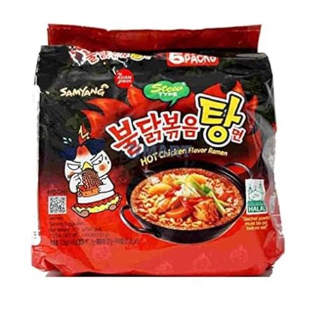 Samyang Korean HOT Spicy Noodle Fire Chicken Flavor Challenge Ramen Stew Type 5 Pack Buldak