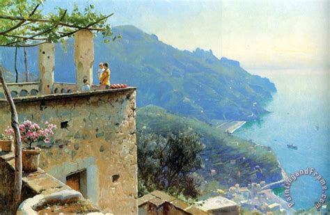 Peder Mork Monsted The Ravello Coastline painting - The Ravello Coastline print for sale