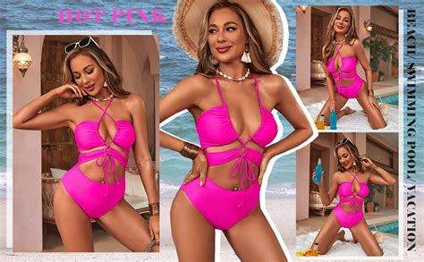 Bmjl Women S Sexy One Piece Bathing Suit Cutout Swimsuits Cheeky High Cut Hot Pink Neon Monokini