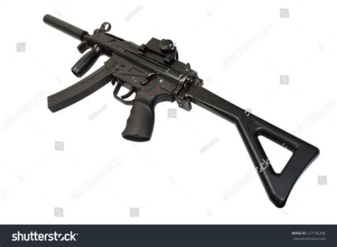 Submachine Gun Silencer Isolated On White Stock Photo Edit Now 127196336