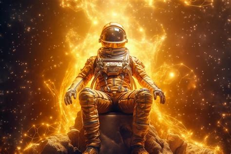 Premium AI Image | Golden glow of an astronaut in space
