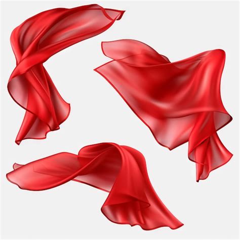 Premium Photo Collection Of Flying Red Silk Fabric Waving Satin Cloth