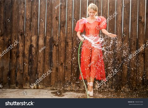 Sexy Nude Blonde Blue Eyes Red Stock Photo Shutterstock