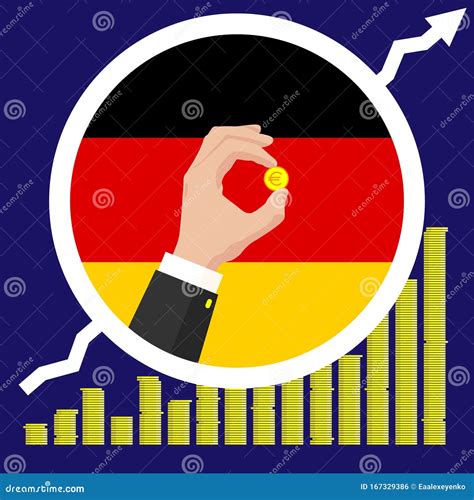 Germany Economic Growth Graph on the Background of the Flag and Hand