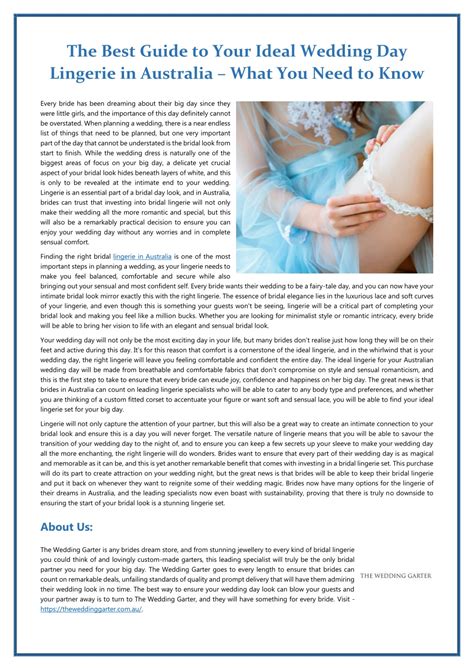 Ppt The Best Guide To Your Ideal Wedding Day Lingerie In Australia What You Need Powerpoint