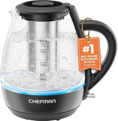 Chefman Electric Kettle L W Hot Water Boiler Removable Lid For Easy Cleaning Auto