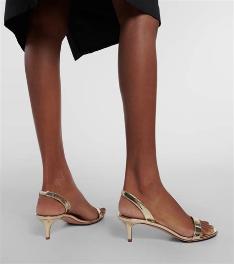 So Nude Mirrored Faux Leather Sandals In Gold Aquazzura Mytheresa