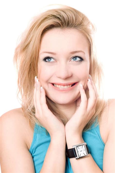 Closeup Portrait Of A Cheerful Attractive Blonde Stock Photo Image Of Looking Feminine 15823508