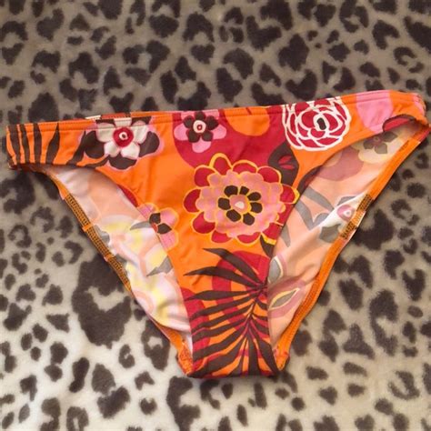 Bananamoon Swim Banana Moon Floral Bikini Halter Top Bottom In Apricot Orange Size Small