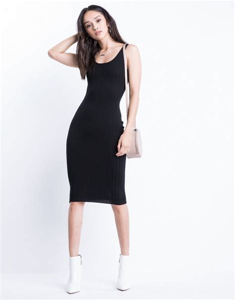 The Defining Moments Bodycon Dress Is A Simple Midi Length Rib Knit