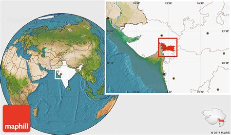Satellite Location Map Of Bharuch Highlighted Country