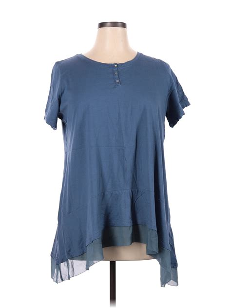 Logo By Lori Goldstein Solid Blue Short Sleeve Top Size 1x Plus 54