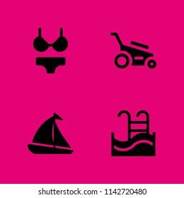 Summer Icon Set Bikini Lawn Mower Stock Vector Royalty Free 1142720480 Shutterstock