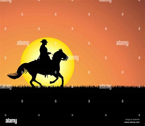 Horse silhouette on sunset background. Vector illustration Stock Vector ...