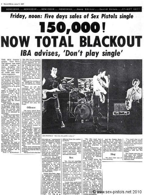 God Save The Sex Pistols God Save The Queen Press Cuttings Page Three