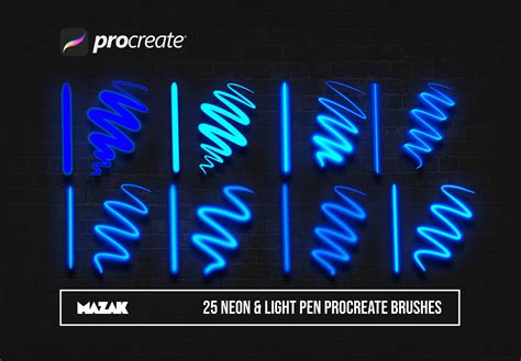 25 Procreate Neon Brushes Design Cuts